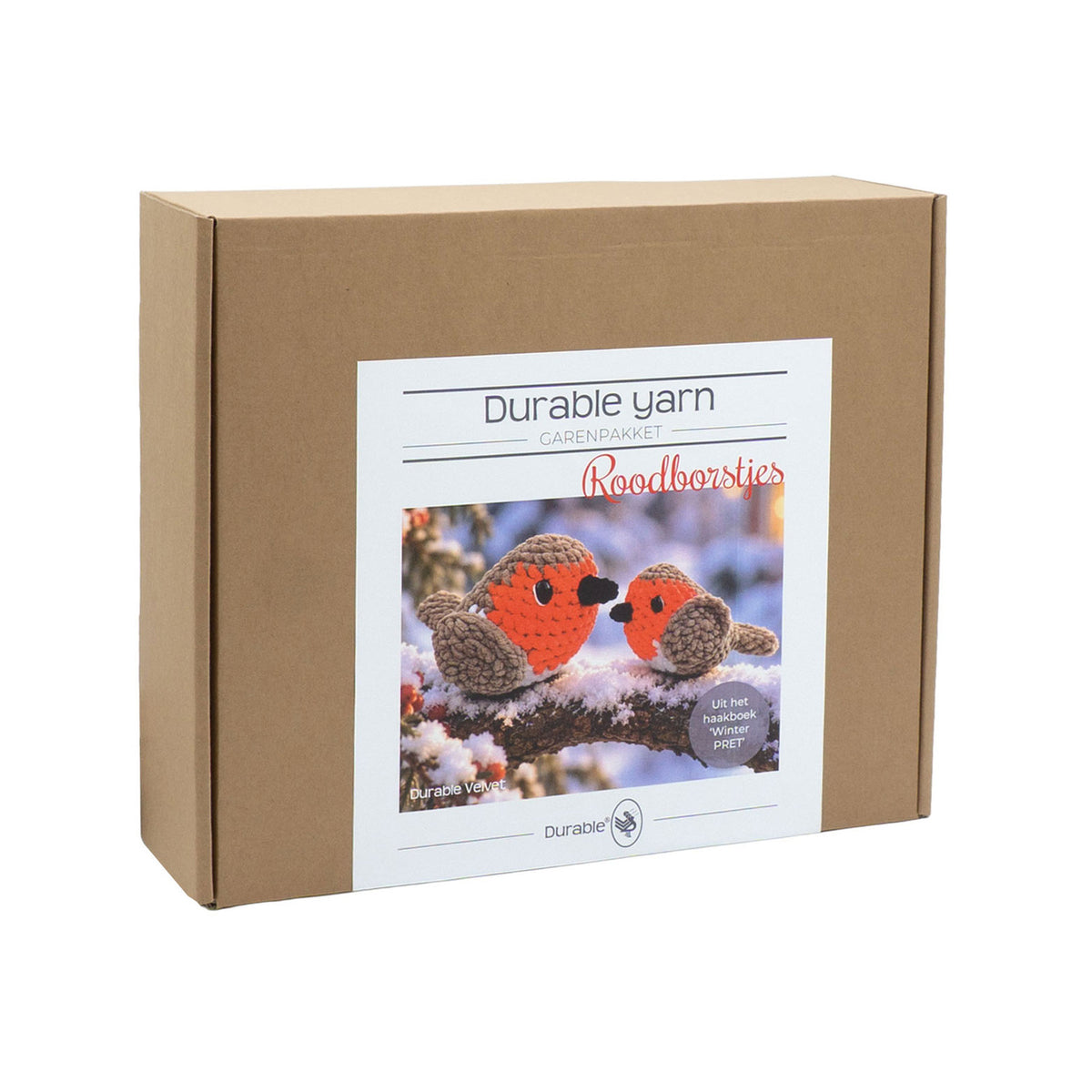 Doos van het Durable garenpakket Roodborstjes met projectfoto