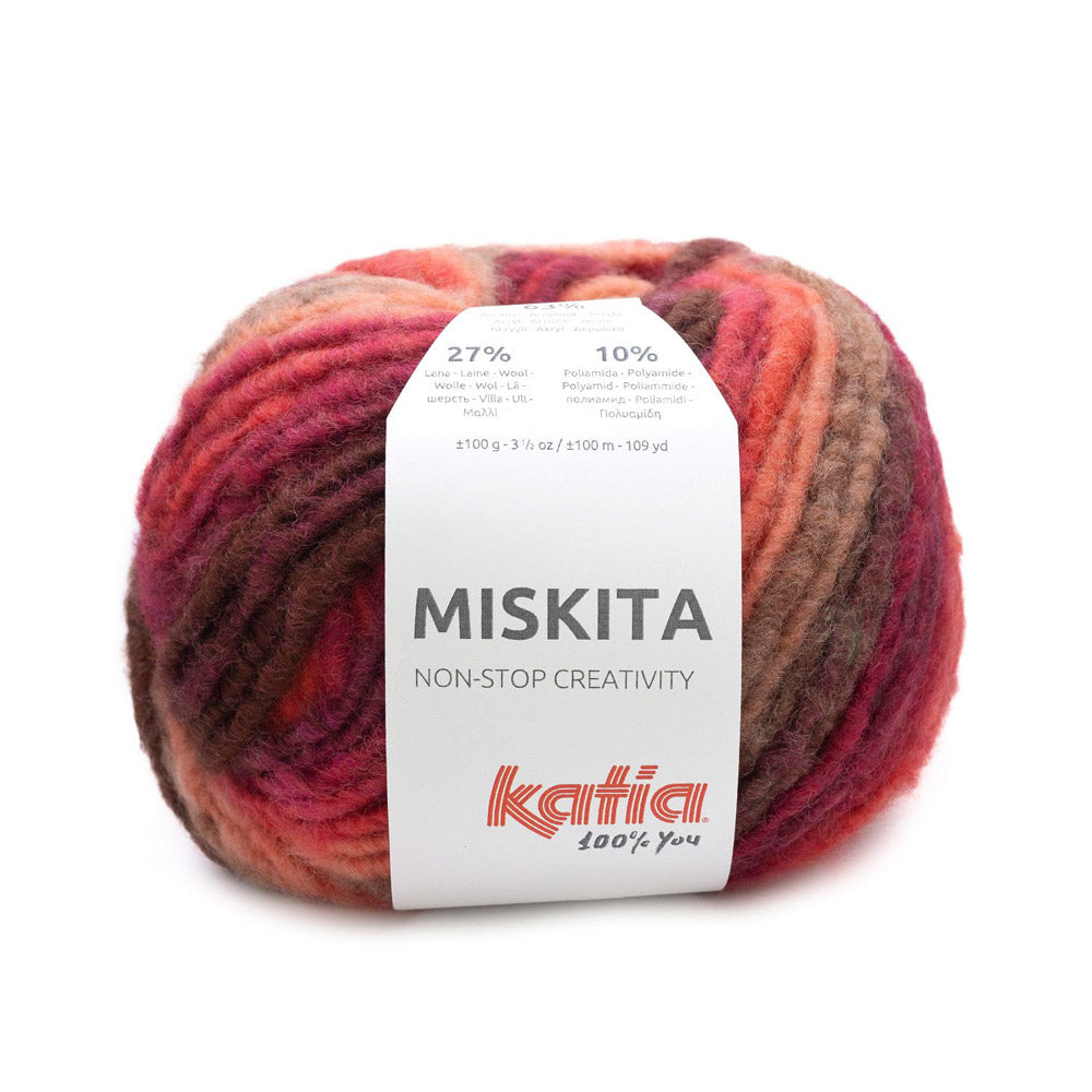 Katia Miskita 104 Lichtroze-Kauwgom roze-Rood-Wijn rood