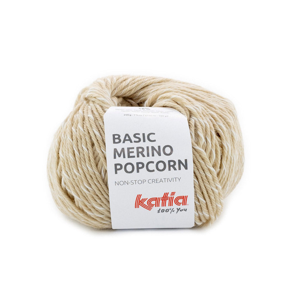 Katia Basic Merino Popcorn 105 Beige-Wit