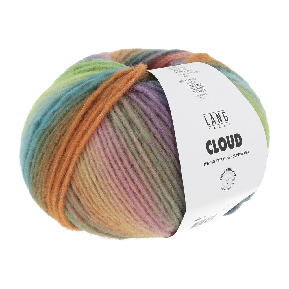 Lang Yarns Cloud 0021 Blauw/Oranje/Groen/Roze - bol garen van opzij