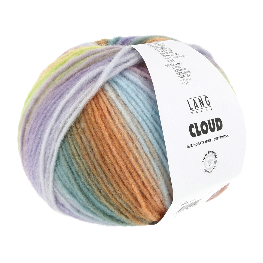 Lang Yarns Cloud 0022 Paars/Oranje/Geel/Groen - bol garen van opzij