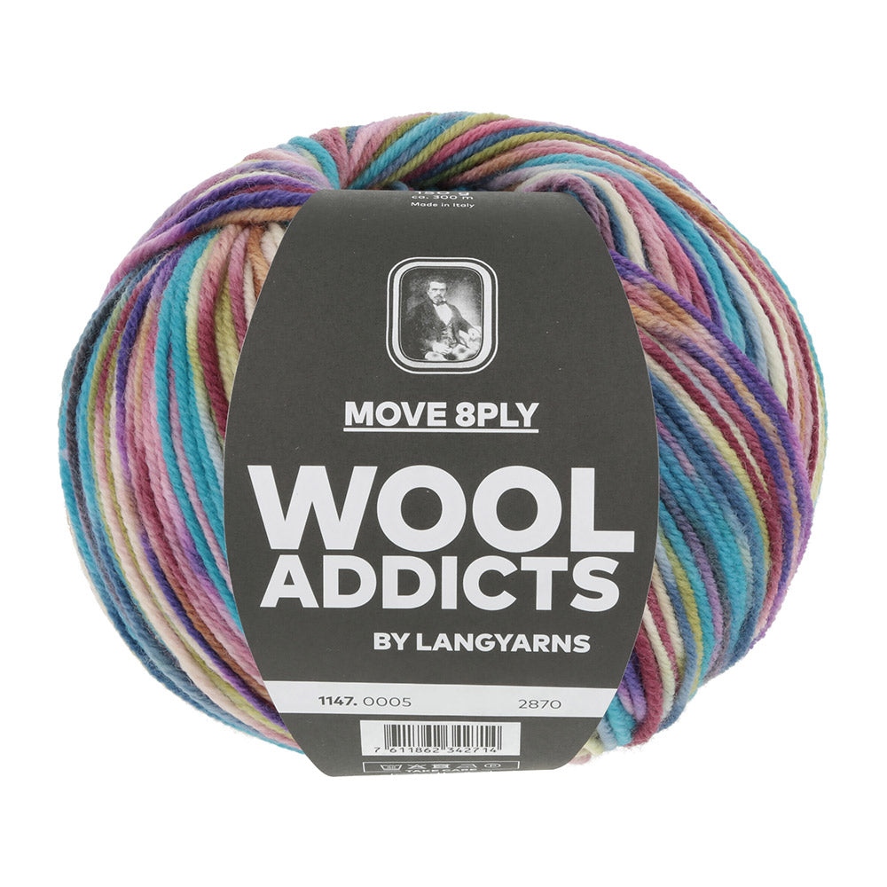 Lang Yarns Move 8-Fach 0005 Paars/Turquoise/Offwhite