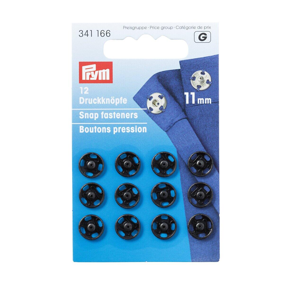 Prym Drukkers Zwart 11 mm - 12 opnaaibare drukknopen
