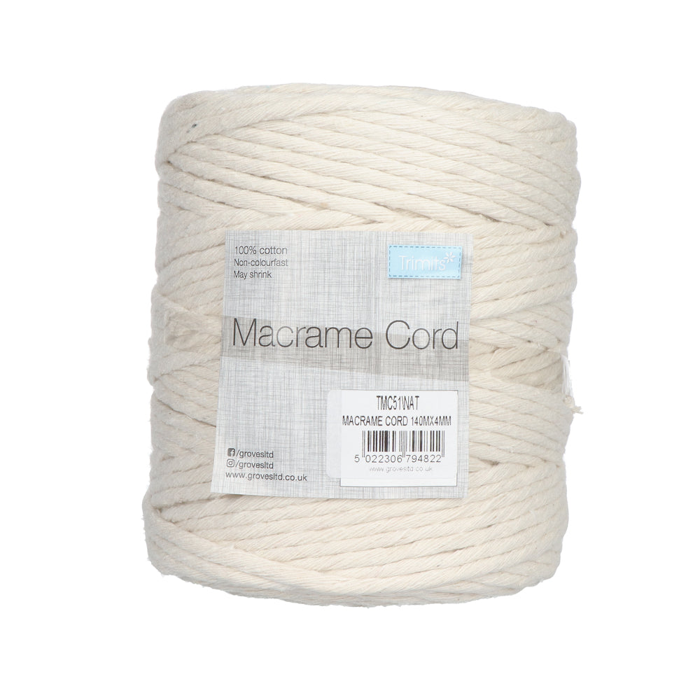 Trimits Macramé Cord Cotton 140m x 4mm 06 Natural (1.0 kg)