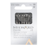 Verpakking Milward Chenille borduurnaalden maat 18 met 6 stuks