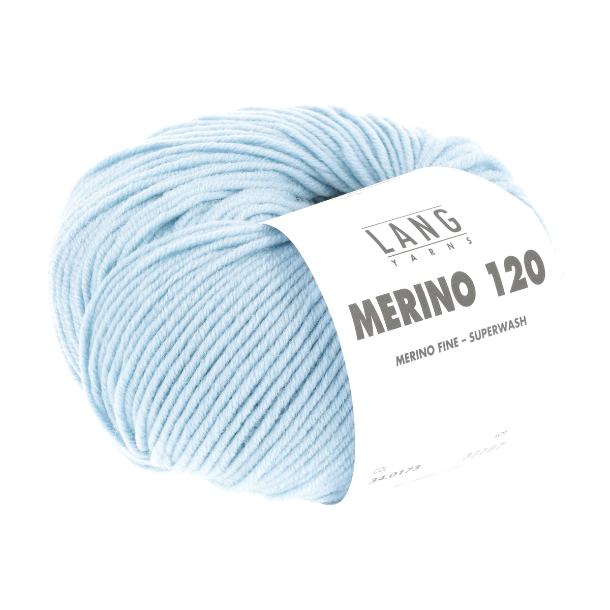 Lang Yarns Merino 120 0173 Ijsblauw - bol garen - tweede schuine aanzicht