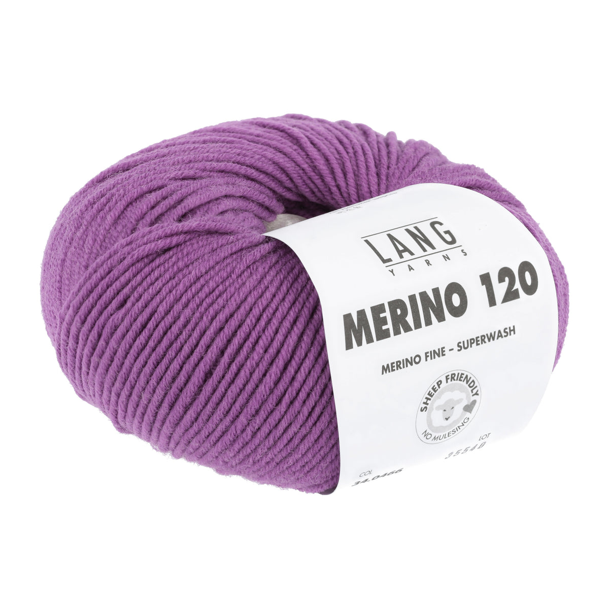 Lang Yarns Merino 120 0446 Paars - bol garen - tweede schuine aanzicht