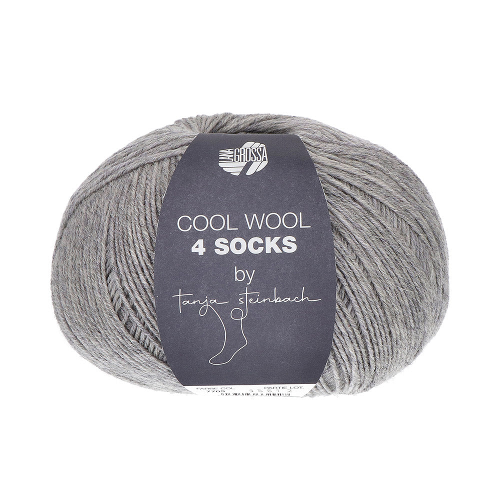 Lana Grossa Cool Wool 4 Socks Uni 7709 Lichtgrijs