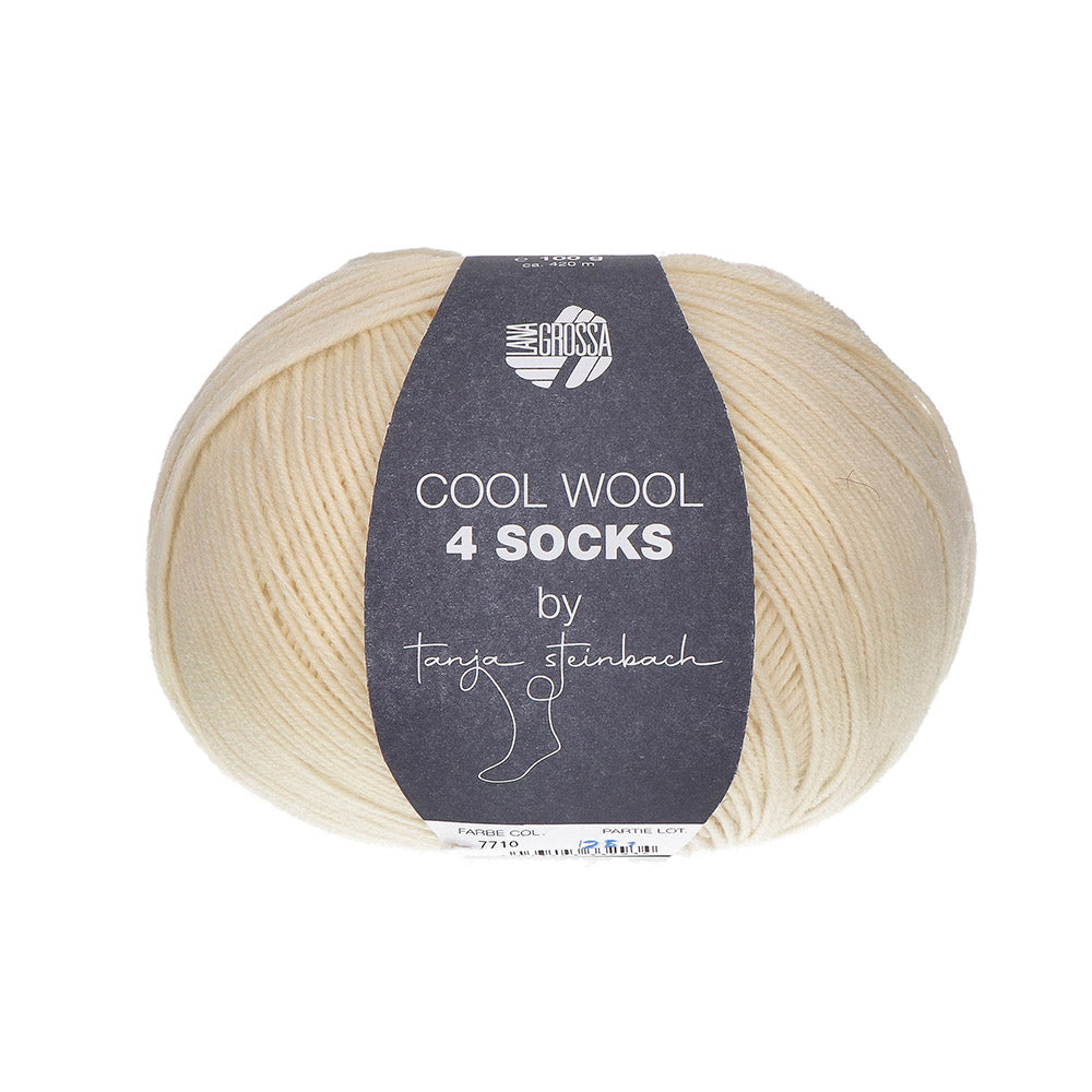 Lana Grossa Cool Wool 4 Socks Uni 7710 Ruw Wit