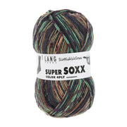 Lang Yarns Super Soxx Color 4-Fach 574 Mandarijn/Mint/Bruin 1154 Harris - bol sokkengaren met wikkel