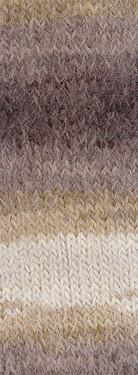 Lana Grossa Basta Mista 118 Taupe/Grijsbruin/Mokka/Grijs-/Lichtbeige - detailfoto van de zachte pluizige garenstructuur