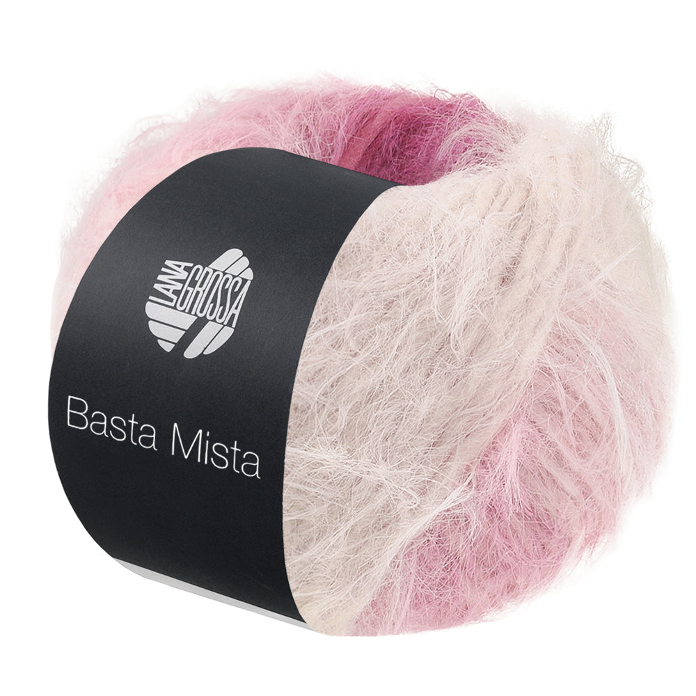Lana Grossa Basta Mista 123 Roodviolet/Fuchsia/Roze/Roze/Gebroken wit/Schelp - bol garen in Roodviolet/Fuchsia/Roze/Roze/Gebroken wit/Schelp