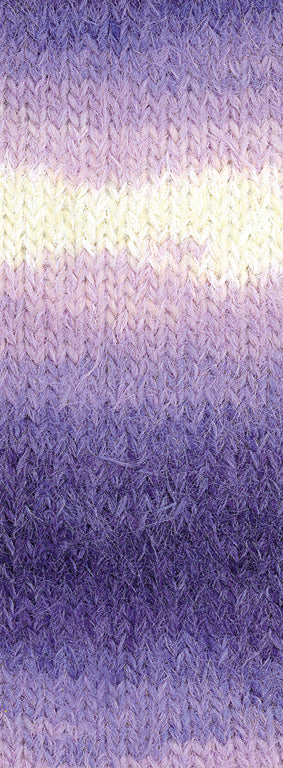 Lana Grossa Basta Mista 125 Donker-/Grijsviolet/Violet/Lila/Wit - detailfoto van de zachte pluizige garenstructuur
