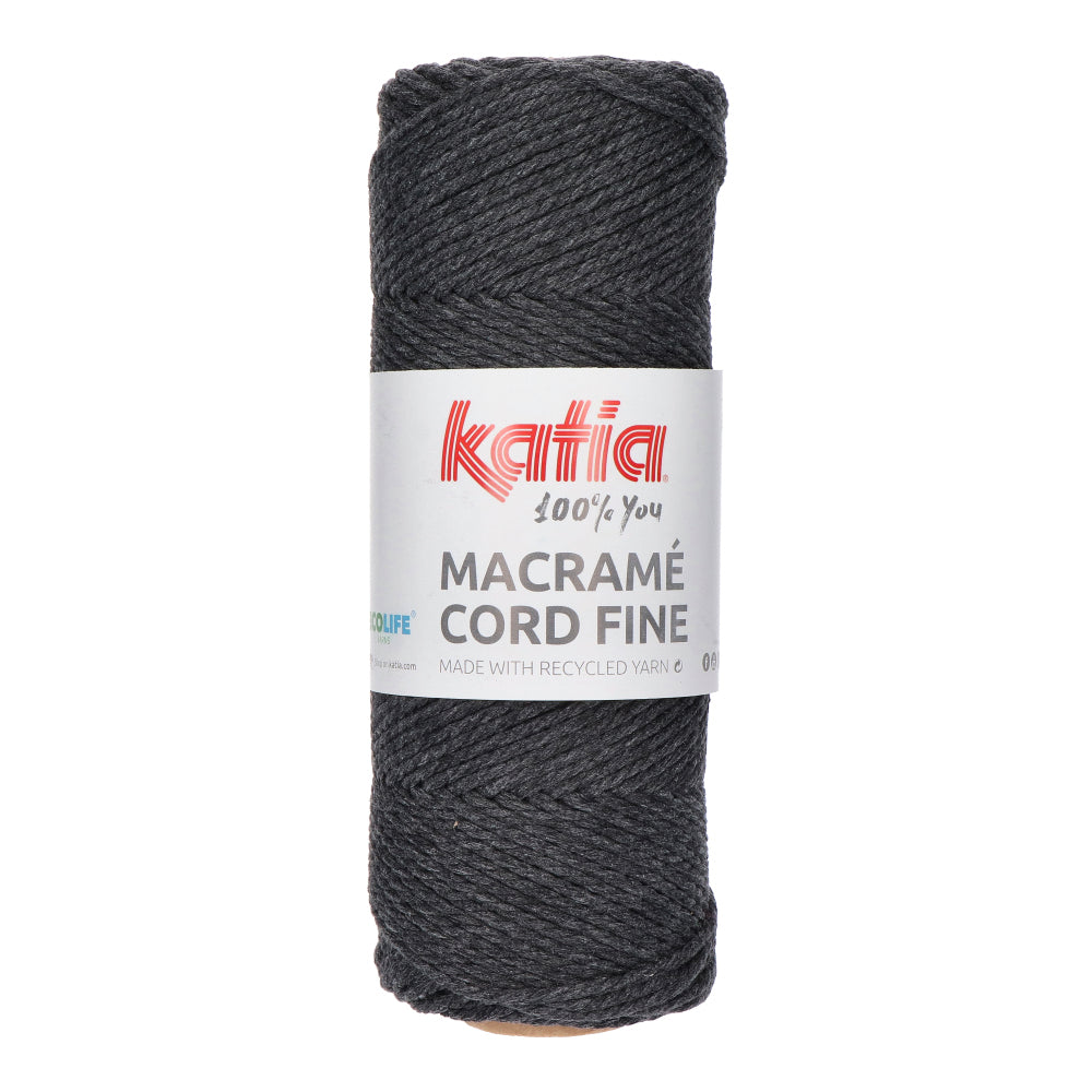 Katia Macramé Cord Fine 202 Antraciet grijs