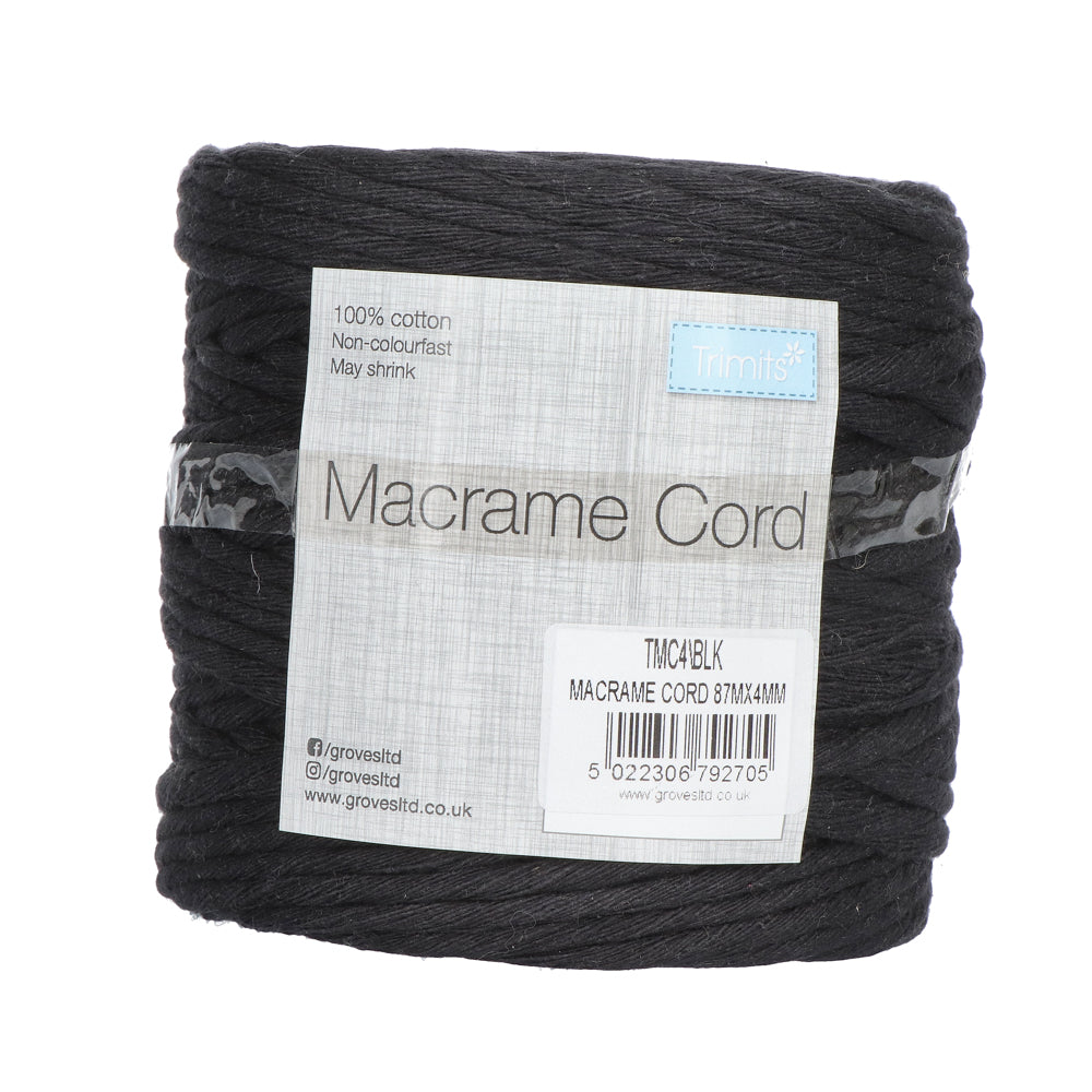 Trimits Macramé Cord Cotton 87m x 4mm 02 Black