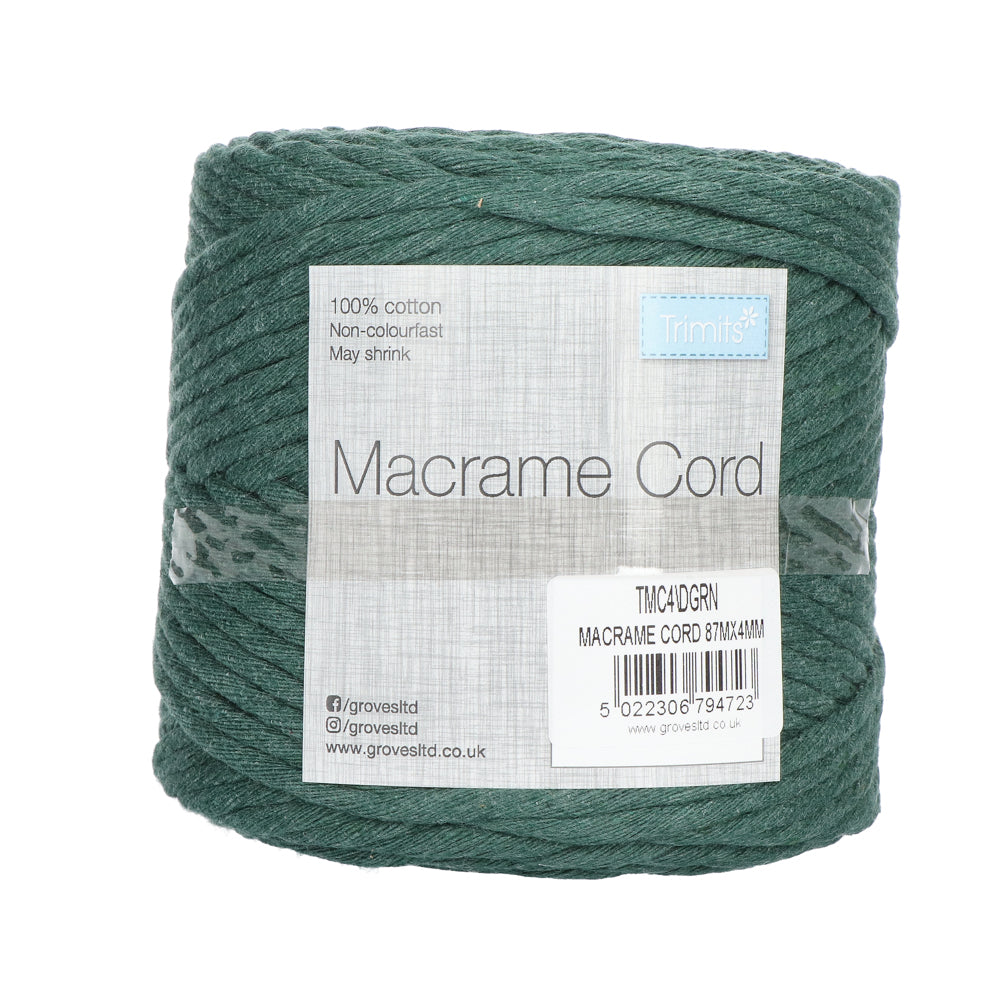 Trimits Macramé Cord Cotton 87m x 4mm 03 Dark Green