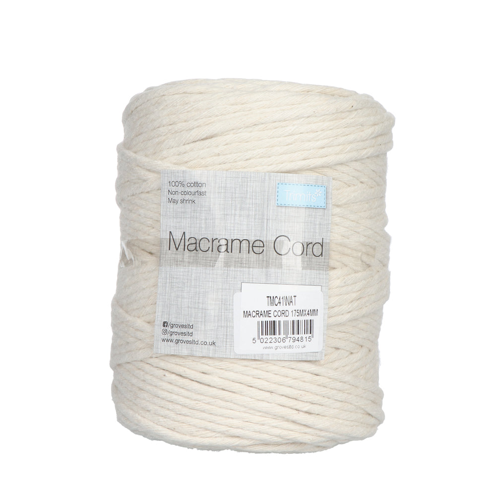 Trimits Macramé Cord Cotton 175m x 4mm 06 Natural (1.0 kg)