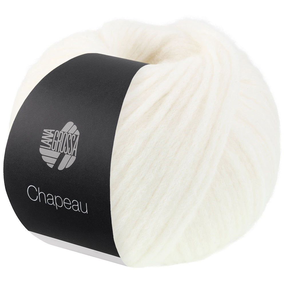 Lana Grossa Chapeau 001 Wit - bol zacht volumegaren met zwarte Lana Grossa banderol