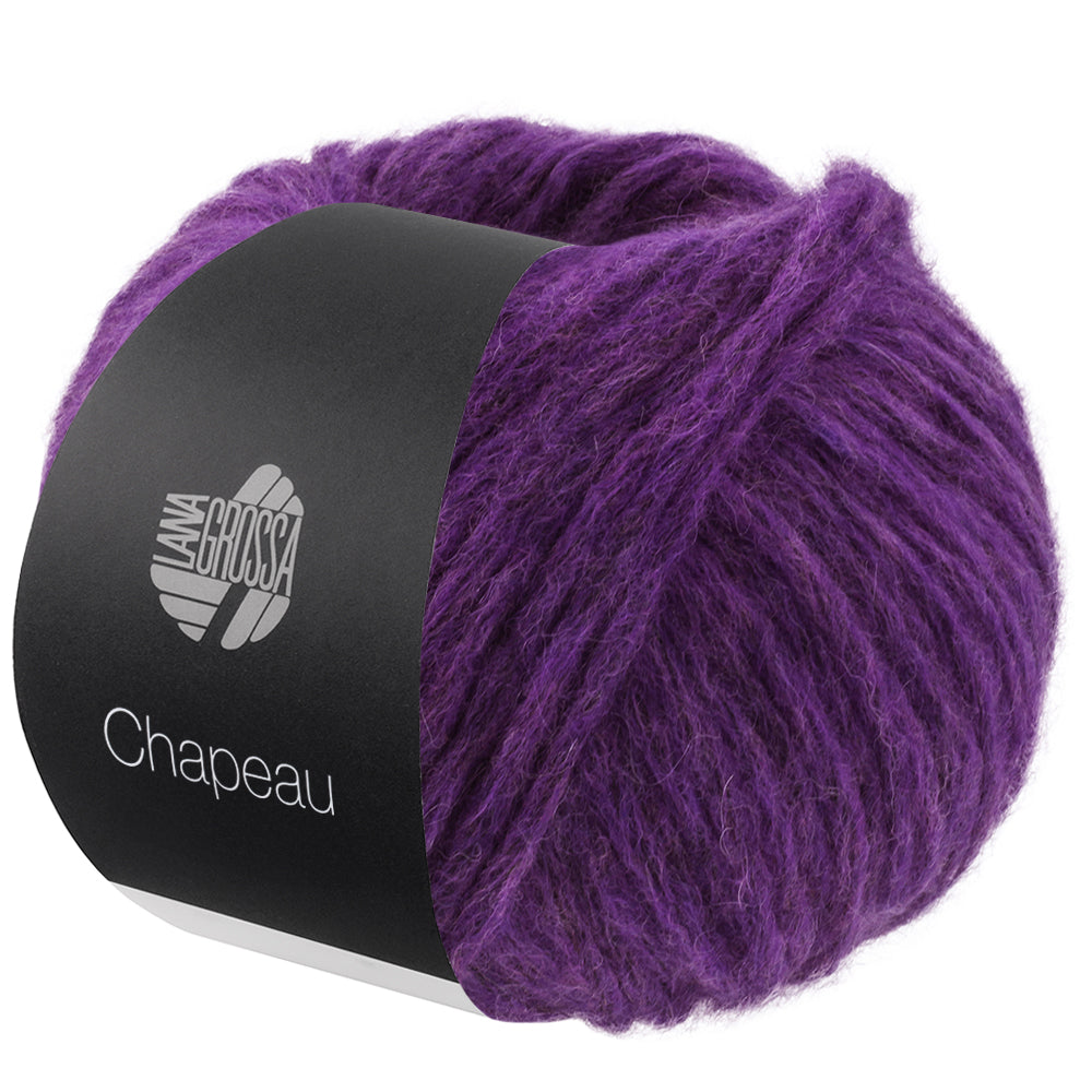 Lana Grossa Chapeau 009 Donkerviolet - bol zacht volumegaren met zwarte Lana Grossa banderol