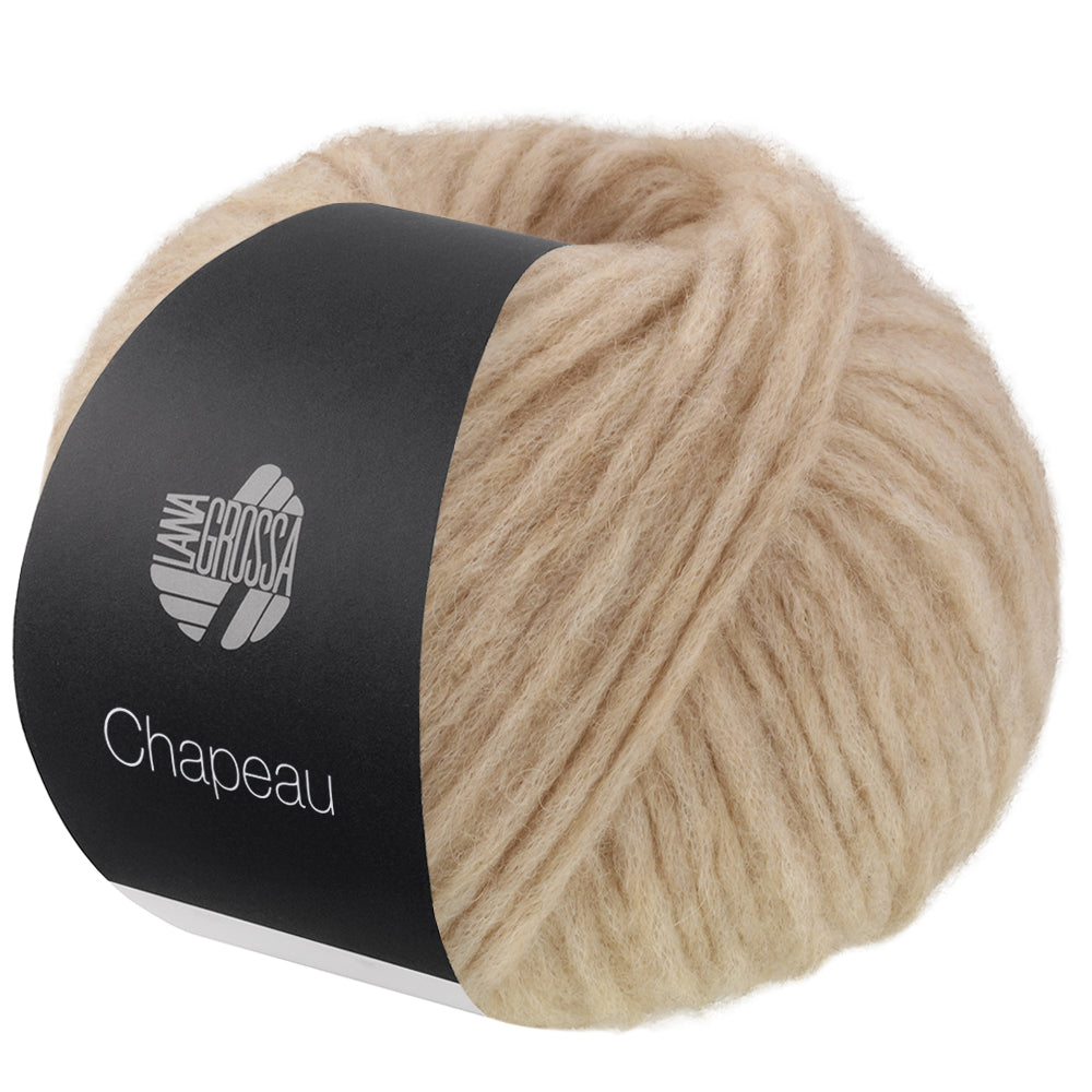 Lana Grossa Chapeau 018 Beige - bol zacht volumegaren met zwarte Lana Grossa banderol
