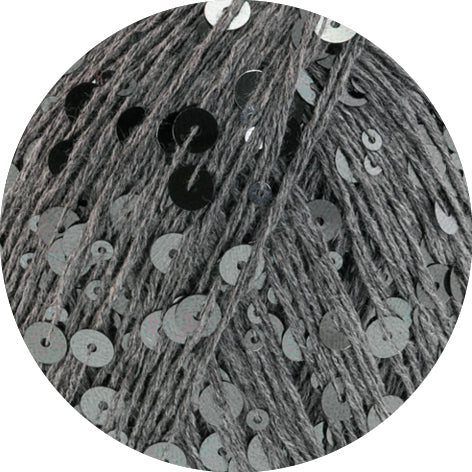 Detailfoto van Lana Grossa Cosmo 003 Grijs met grote en kleine pailletten