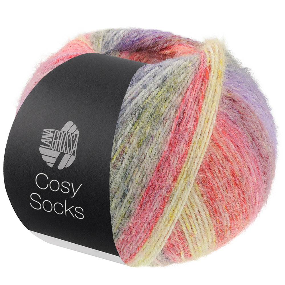 Lana Grossa Cosy Socks Dream 251 Terracotta / Mosterd / Donkergrijs / Blauwviolet / Lila / Donkerrood / Rood - productfoto van de bol sokkengaren