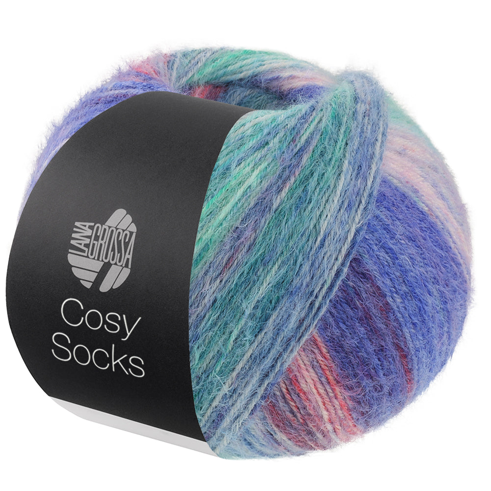 Lana Grossa Cosy Socks Dream 252 Blauwviolet / Roze / Licht- / Hemelsblauw / Jade / Turquoise / Lichtrood / Roodviolet - productfoto van de bol sokkengaren