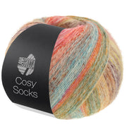 Lana Grossa Cosy Socks Dream 253 Grijsbruin / Taupe / Geel / Camel / Roze / Terracotta / Zalm / Lichtpetrol / Turquoise / Oranje - productfoto van de bol sokkengaren