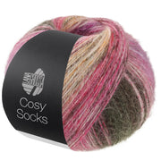 Lana Grossa Cosy Socks Dream 257 Roodviolet / Pruim / Lila / Terracotta / Donker- / Middelgrijs / Roze / Saffraangeel - productfoto van de bol sokkengaren