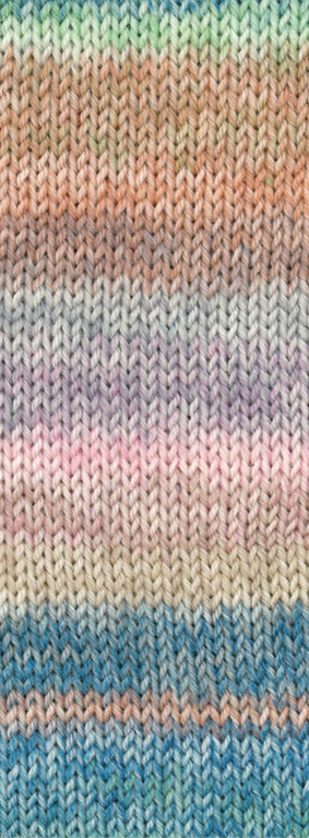 Lana Grossa Cosy Socks Dream 258 Mint / Petrol / Turquoise / Leembruin / Rozenhout / Lichtgrijs / Roze / Taupe / Beige - sfeerfoto van het multicolour sokkengaren
