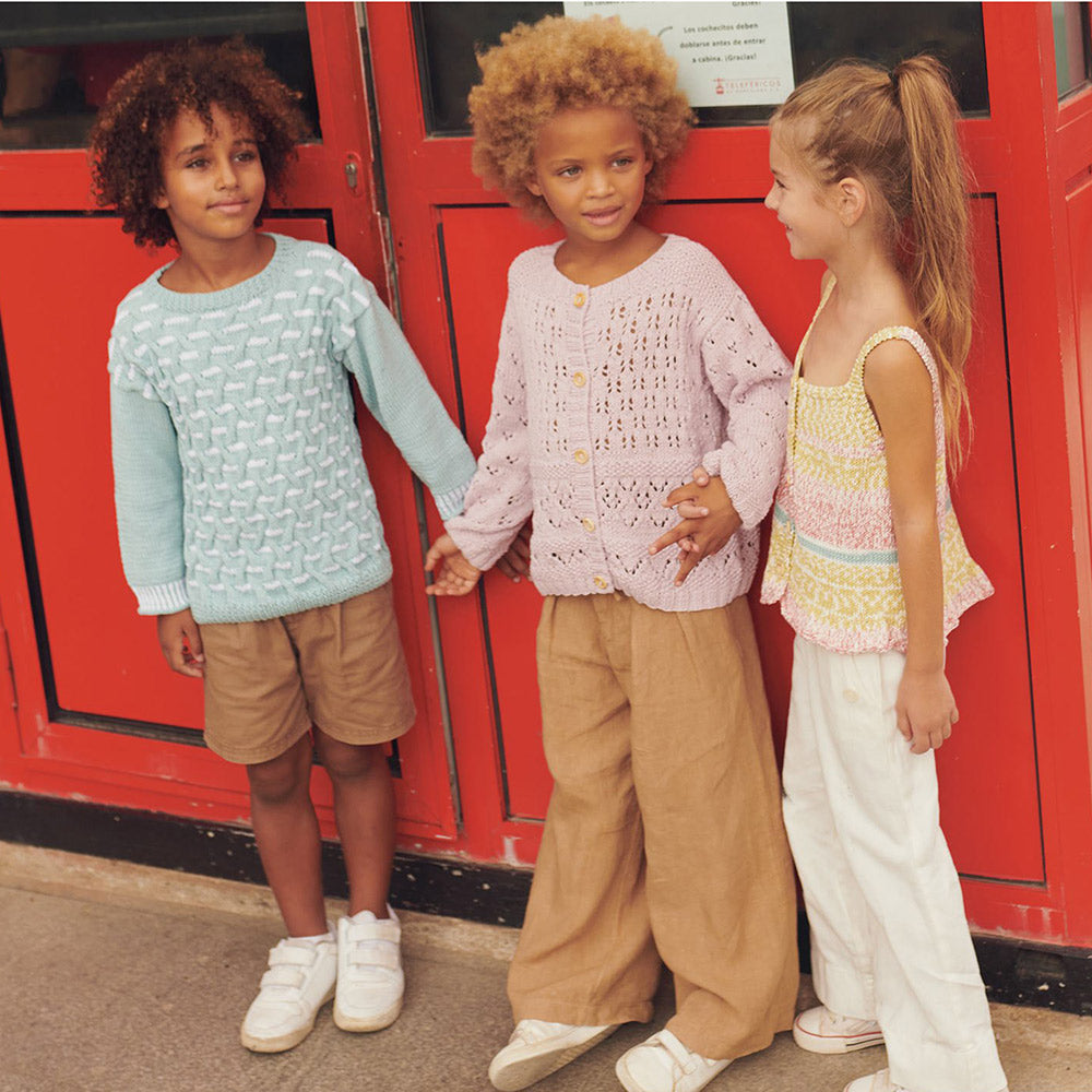 Patroon breien haken kinderen trui lente zomer katia — gemaakt met Cotton 100% Jongenstrui breipakket (2)