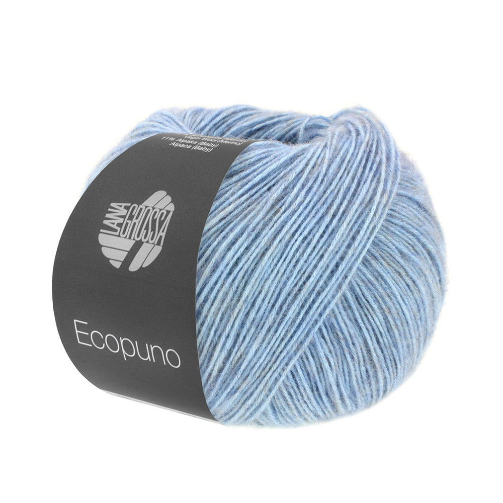 Bol Lana Grossa Ecopuno 075 Licht Jeansblauw met zachte katoen-, merino- en alpacavezels