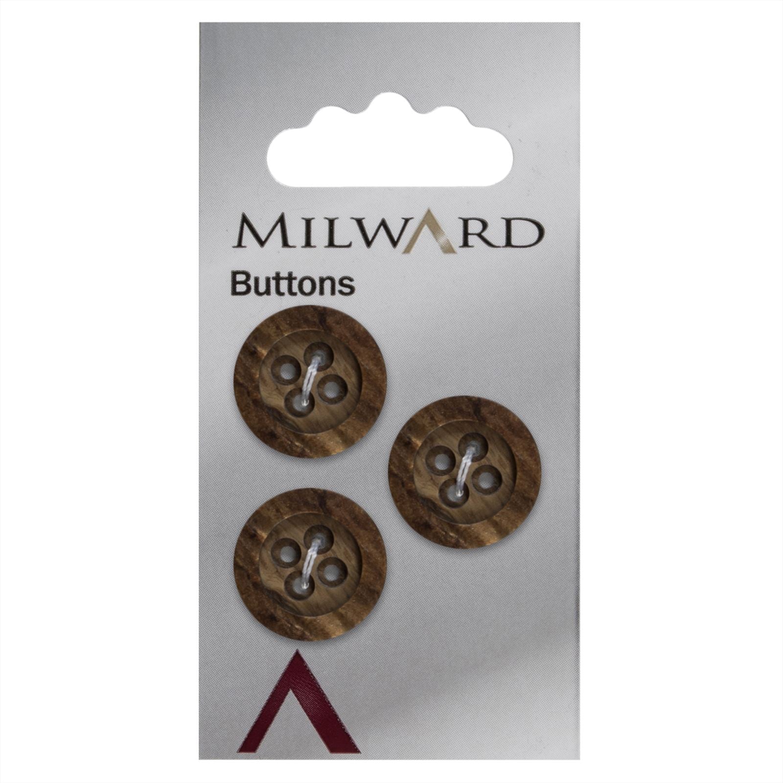 Milward Houten Knoop Opstaande Rand 17mm (3 stuks)