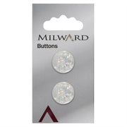 Milward Glitter Effect Knoop Wit 17mm (2 stuks)