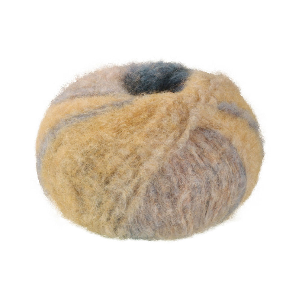 Lana Grossa Gigante Multi 101 Grijsblauw,Beige,Grijsrood,Mandarijn,Petrolgroen,Grijsgeel