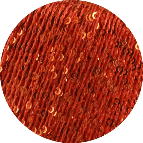 Lana Grossa Glamour 007 Rood close-up van de fijne draad en glanzende pailletten