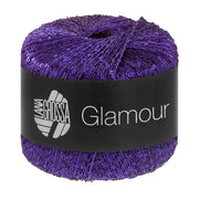 Lana Grossa Glamour 022 Blauwviolet bol pailletgaren gefotografeerd tegen een neutrale achtergrond