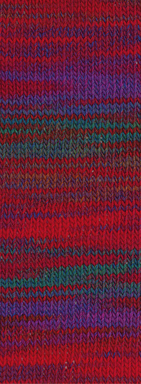 Lana Grossa Gomitolo Disegno 527 Rood/Wijnrood/Violet/Petrol/Roodbruin - kleurverloop