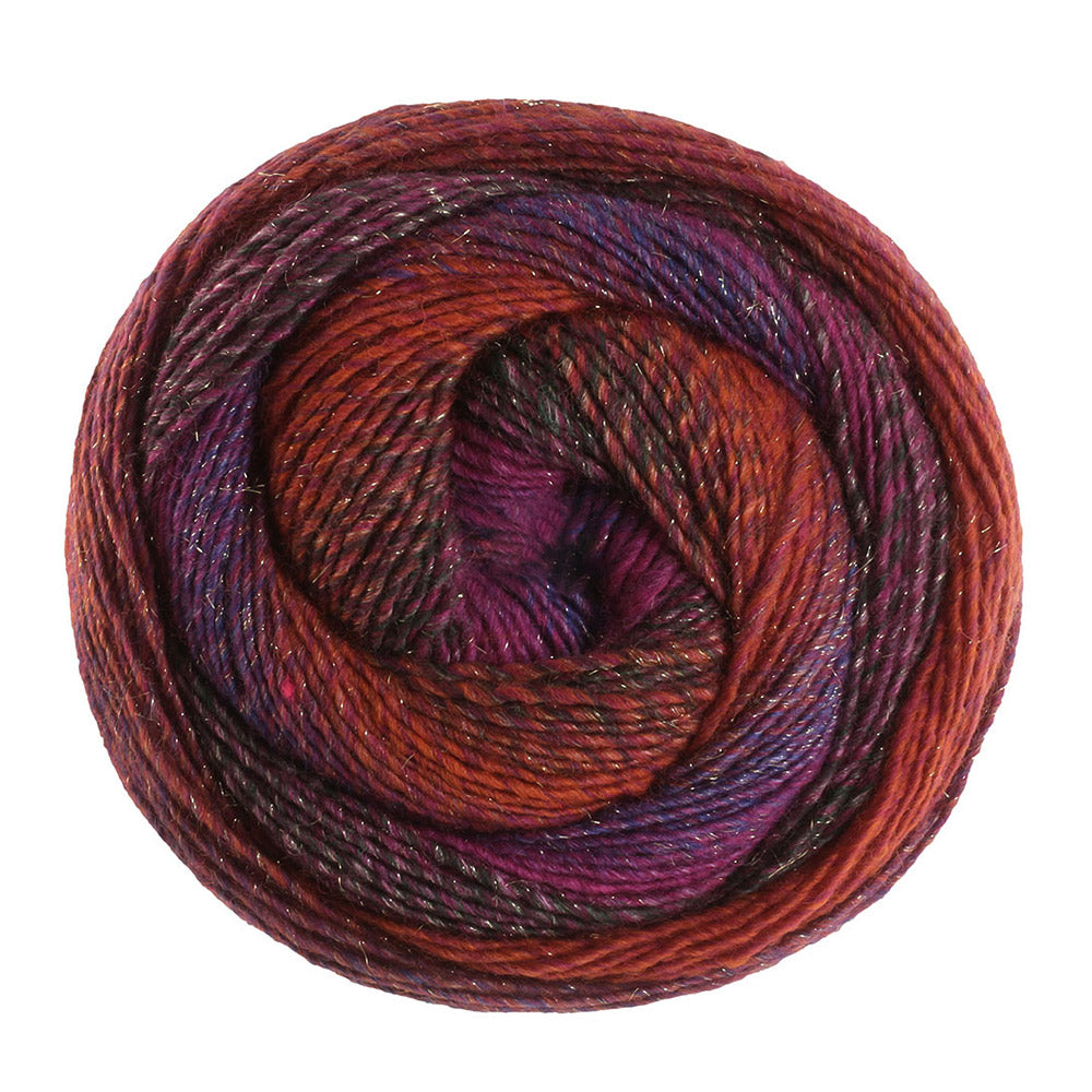 Lana Grossa Gomitolo Gala 4029 Bordeauxrood/zwartrood/roodpaars/paars/blauwpaars/donkerblauw/roestrood/terracotta