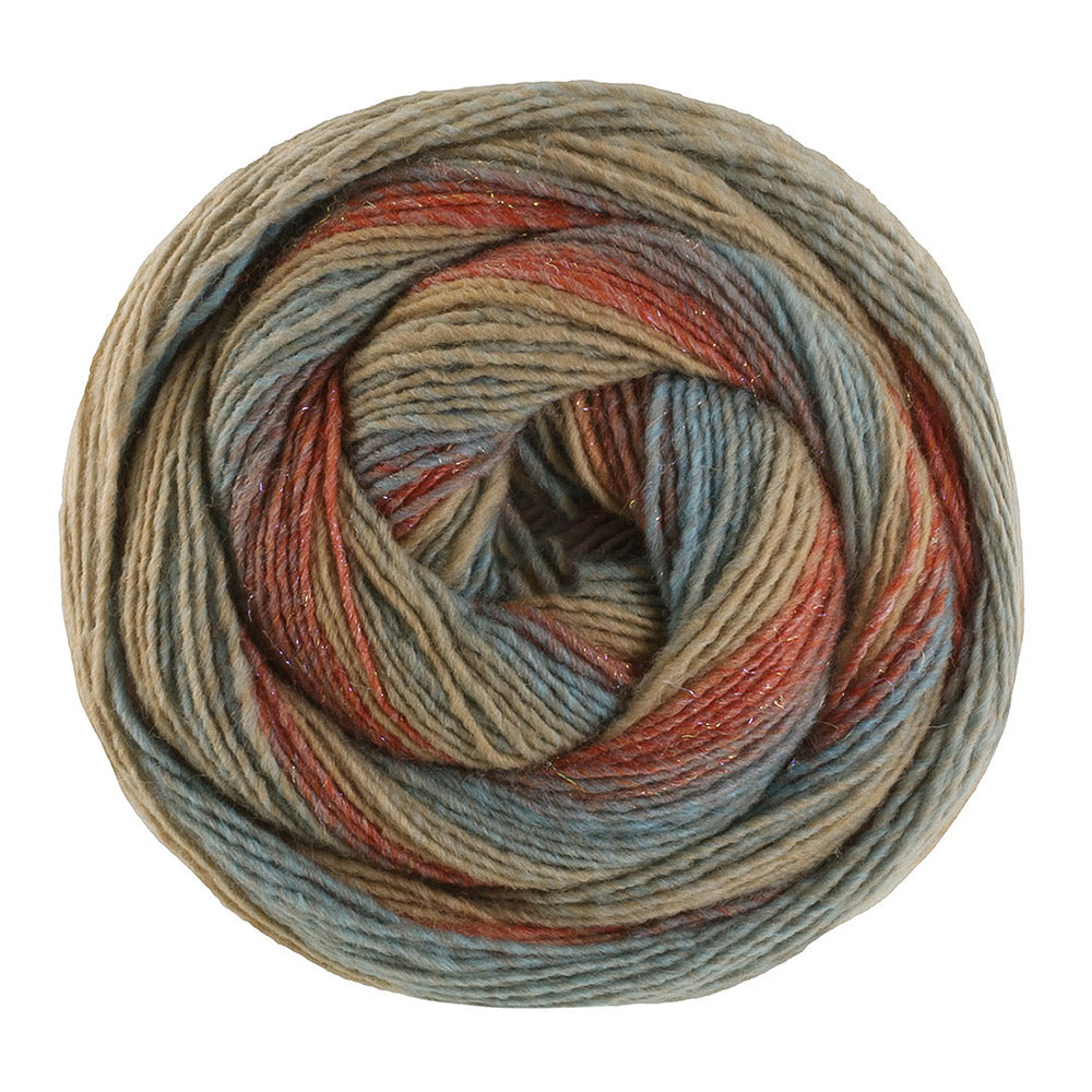 Lana Grossa Gomitolo Gala 4033 Roest/grijsrood/turkoois/turkooisgrijs/taupe