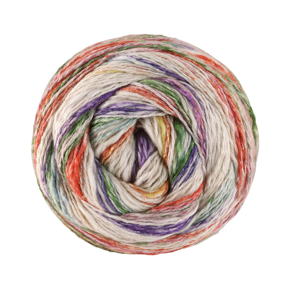 Lana Grossa Gomitolo Hippie 3032 Mosgroen/Roest/Blauw-Violet/Groen/Lichtblauw/Natuur/Lime