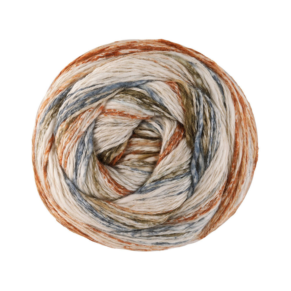 Lana Grossa Gomitolo Hippie 3038 Blauw-Grijs/Amber/Nougat/Rozig-Beige/Natuur