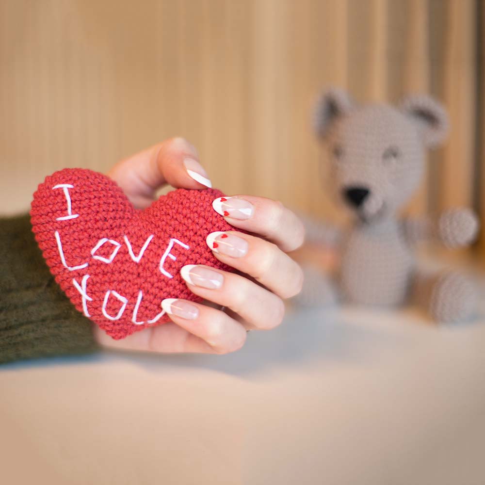 Valentijn beertje — gemaakt met Haakpatroon Valentijn Beertje 'I Love You' (Digital)