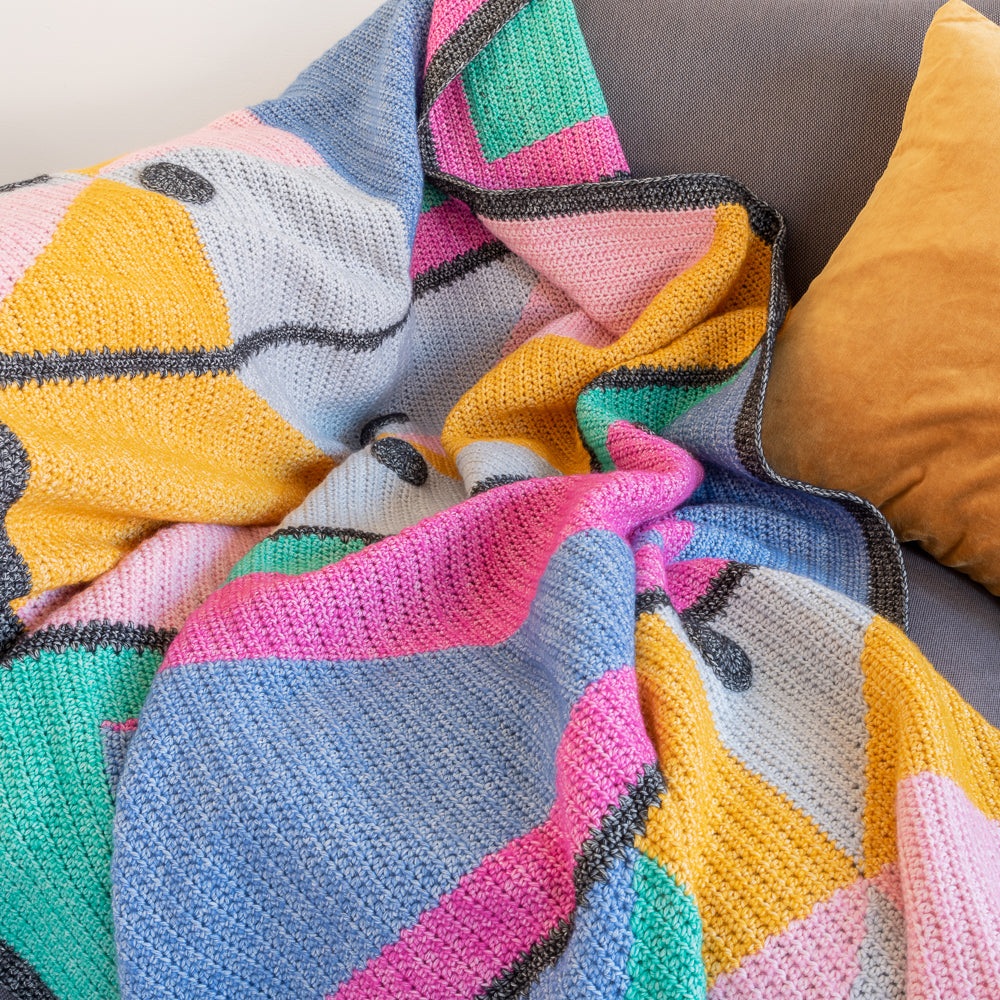 Mosaic window blanket — gemaakt met Haakpatroon Yarn and Colors Mosaic Window Blanket