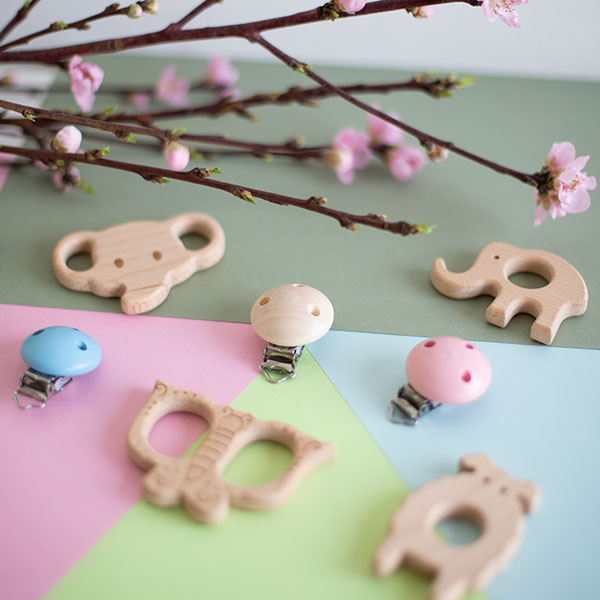 Olifant clips — gemaakt met Houten Speenclip Lichtblauw