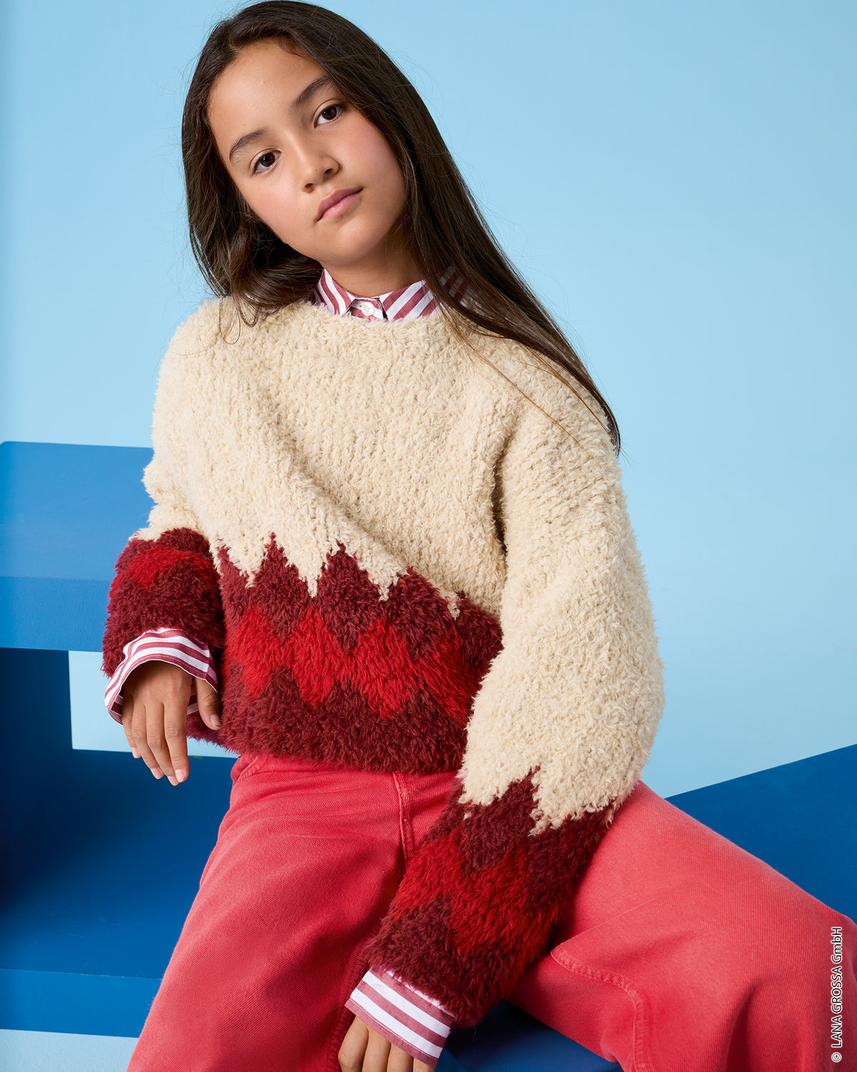 Lana Grossa Kids Nr. 15 model 1 - trui met Pelliccia - sfeerfoto 1