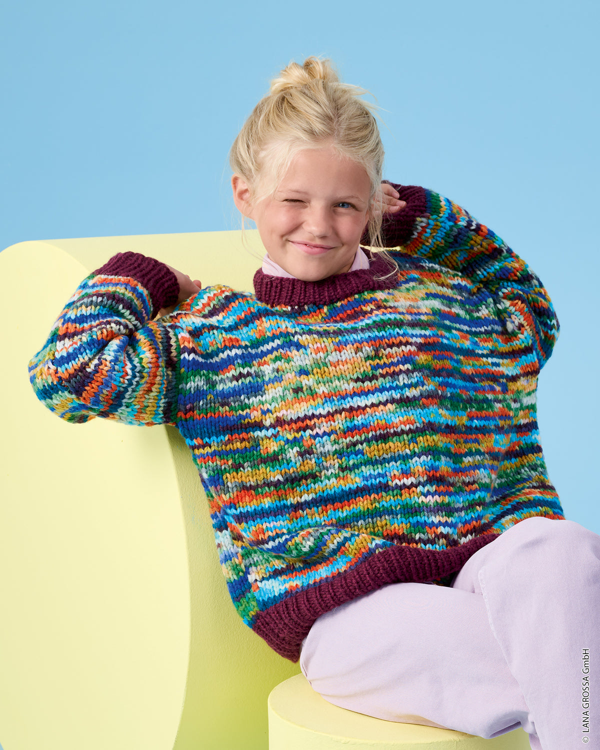 Lana Grossa Kids Nr. 15 model 26 - trui met Cool Merino Big en Crazy - sfeerfoto 5