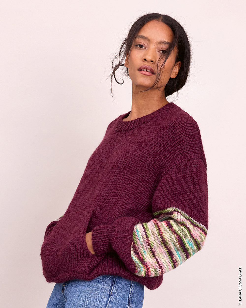 Lana Grossa Gomitolo No. 18 - model 5, trui in Lana Grossa Cool Merino Big met Crazy mouwen, zijaanzicht