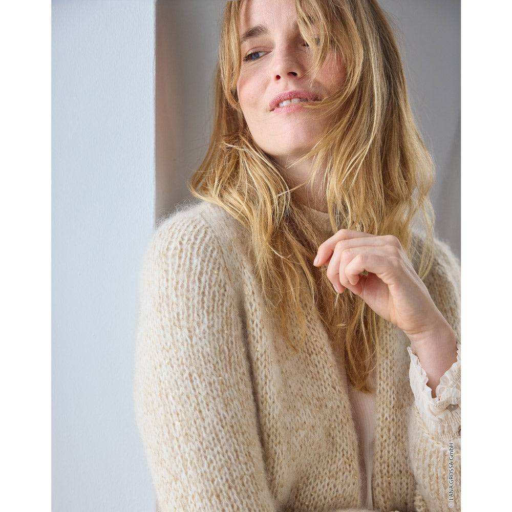 Lana Grossa Filati Journal No. 72 model 2 - beige zacht vest, detail en pasvorm