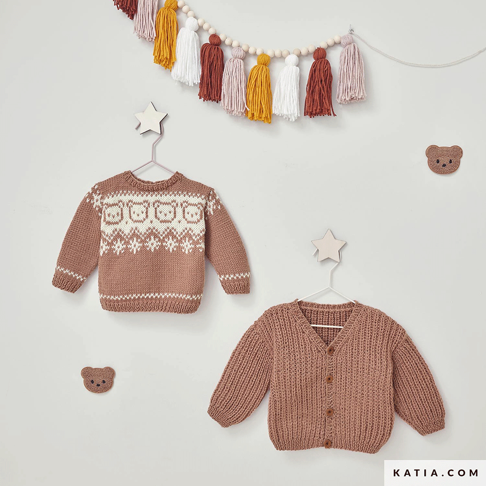 Patroon breien haken baby jas herfst winter katia — gemaakt met Katia Basic Merino